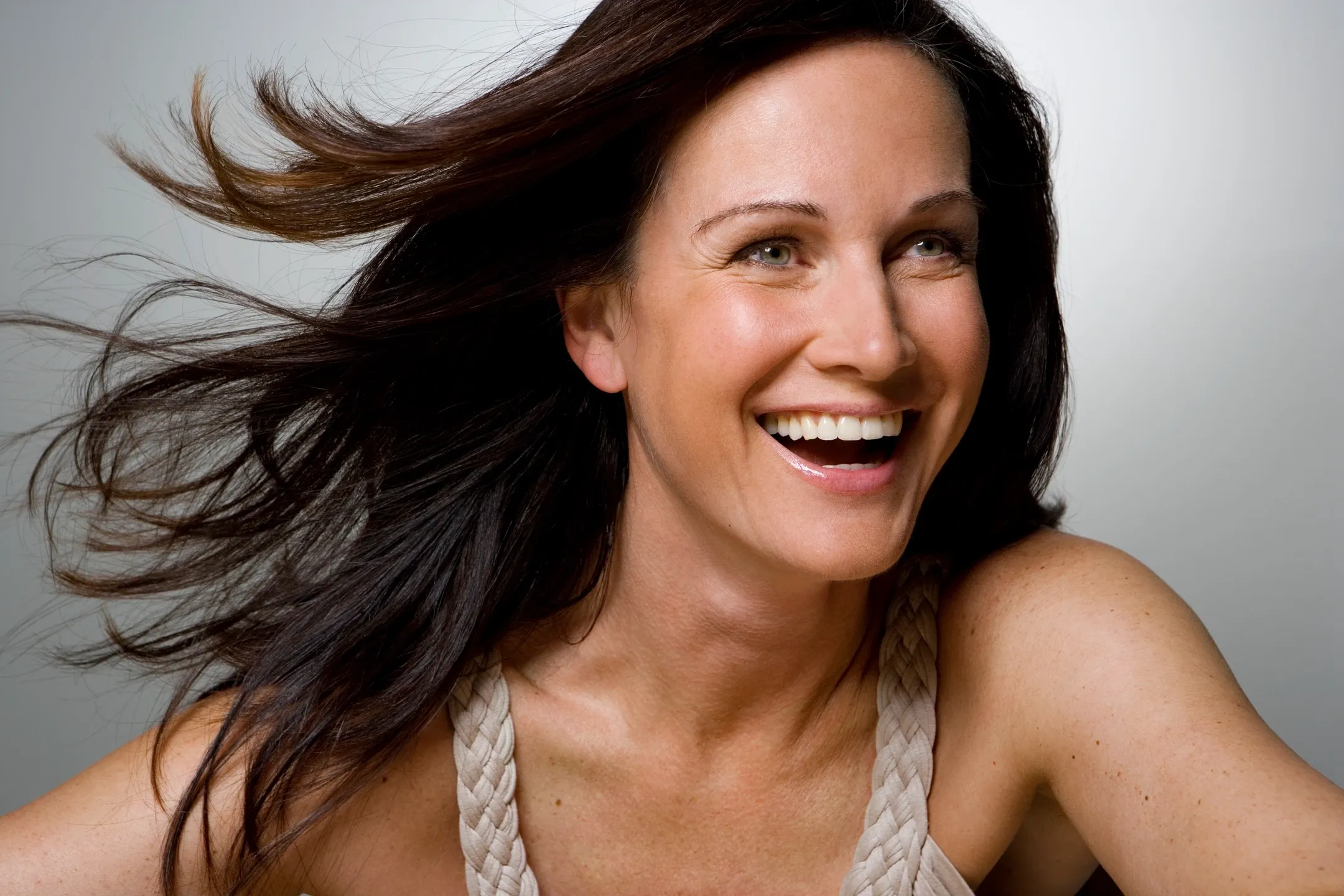 Smiling woman in an editorial portrait